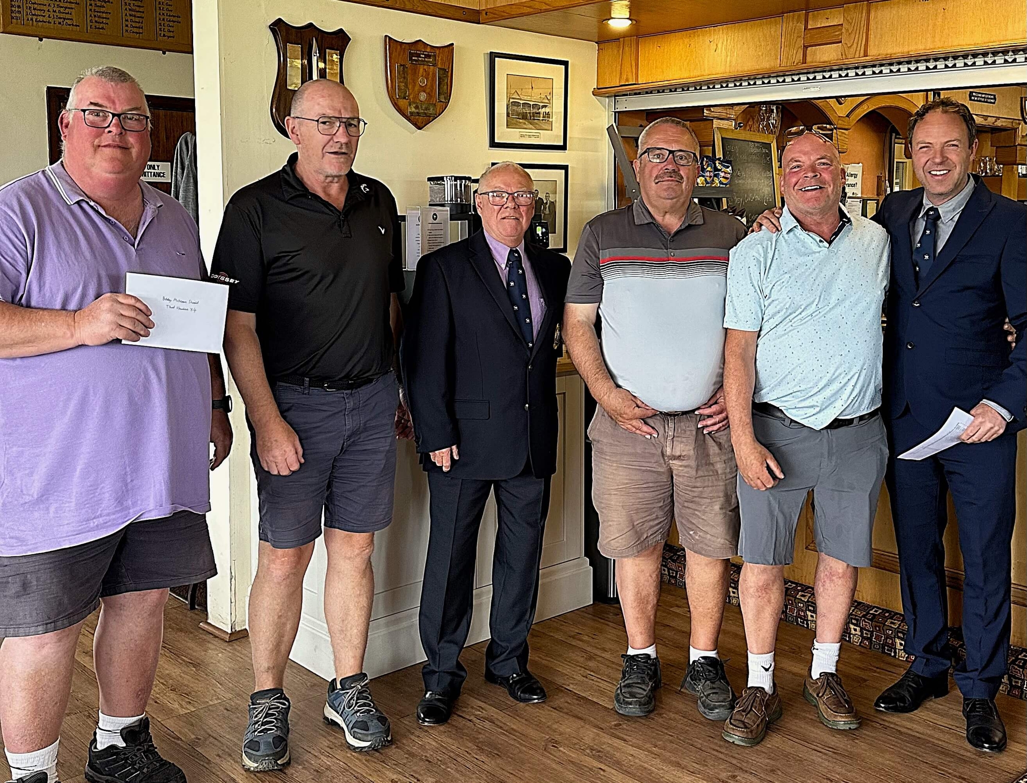 3rd Place - J Glass, J Dufosee, A Newton & E Schofield with Club Captain and WWGC Pro