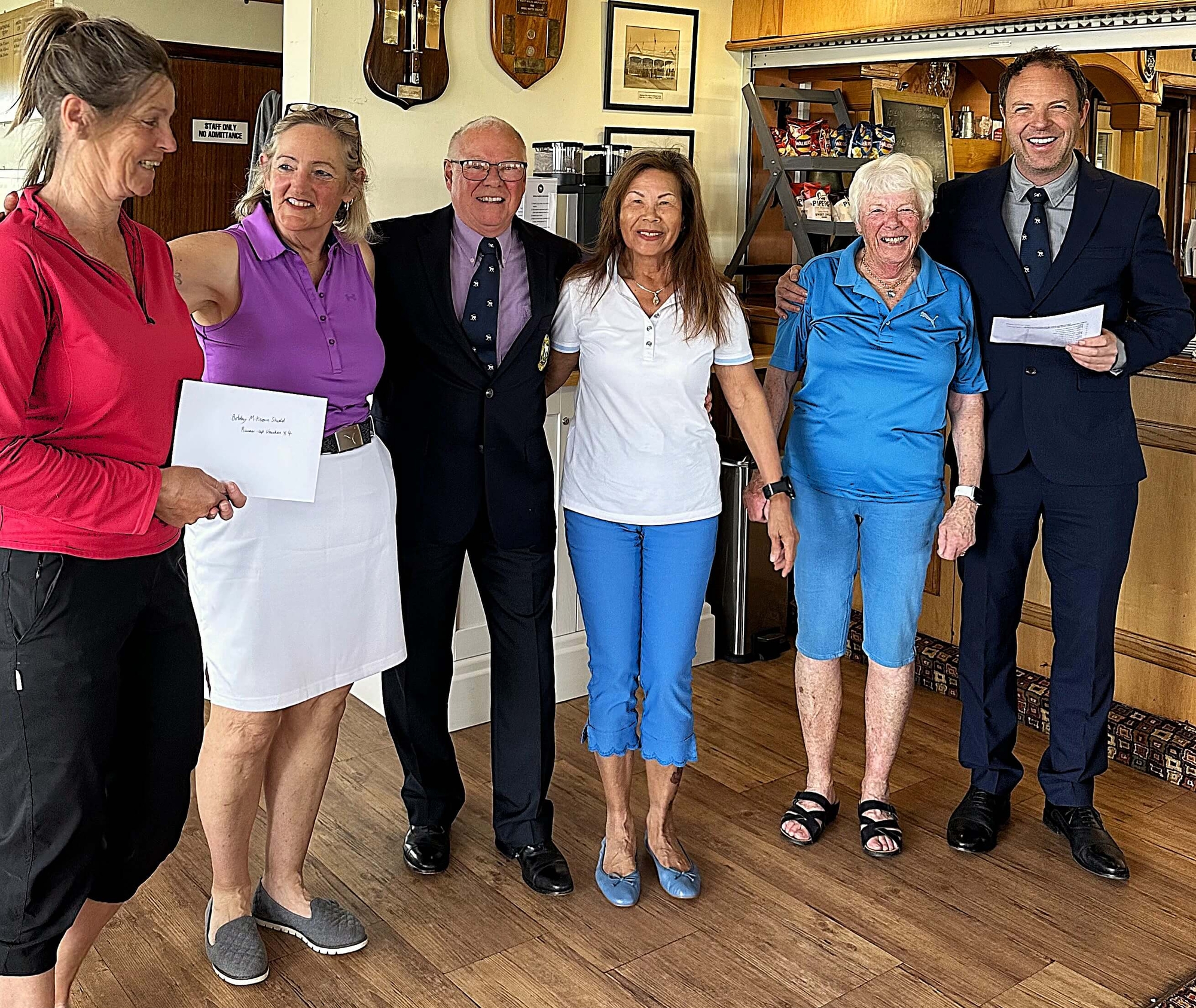 Runners up - J Cooper, E South, A Edwards & P Penny with Colin Fourmy, Club Captain and Jonathan Lawrence